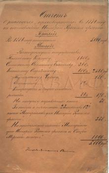 5 января 1888 г. Отчёты о расходах, произведённых в 1886 и 1887 гг. по составлению истории русского флота. РГАВМФ. Ф. 315. Оп. 1. Д. 735. Л. 116, 117. Подлинник.