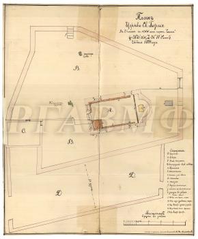 26 июля 1899 г. План церкви Святого Георгия в 2 1/4 милях на NNW от порта Чесма. РГАВМФ. Ф. 417. Оп. 1. Д. 2040. Л. 88 в.