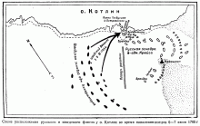 Схема расположения русского и шведского флотов у о.Котлин во время нападения шведов 6–7 июня 1705 г.