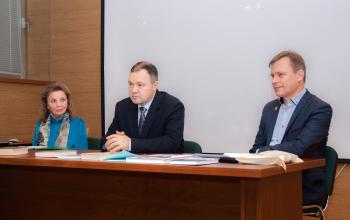 К.Б. Назаренко и ведущие – Е.В. Никандрова и А.Ю. Емелин