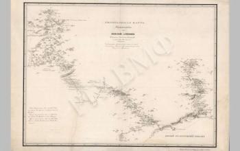 Генеральная карта путешествия по Южной Америке статского советника Лангсдорфа в 1822-1827 гг., составленная бывшем по части астрономии корпуса флотских штурманов поручиком Н.Г. Рубцовым. РГАВМФ. Ф. 1331. Оп. 4. Д. 663. Л. 1. 