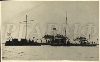 «Смерч», двухбашенная броненосная лодка, на рейде. 1880 г. РГАВМФ. Ф. Р-2239. Оп. 1. Д. 103.